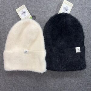 Lot Of 2, Alpine‎ Design Women's Fuzzy Rib Beanie One Size Cream/ Taupe NWT